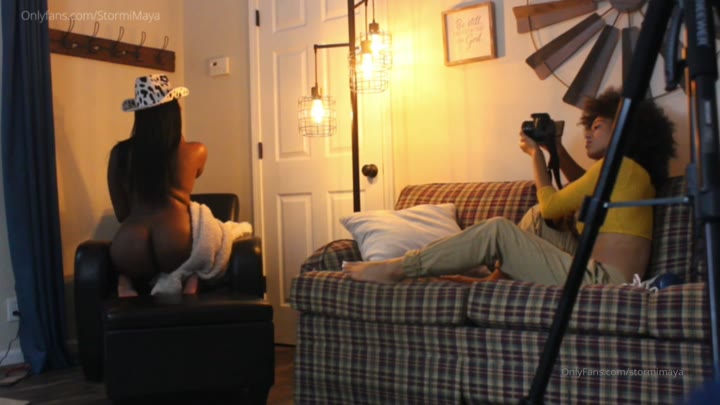 Stormi’s pussy lips glistening under the lights